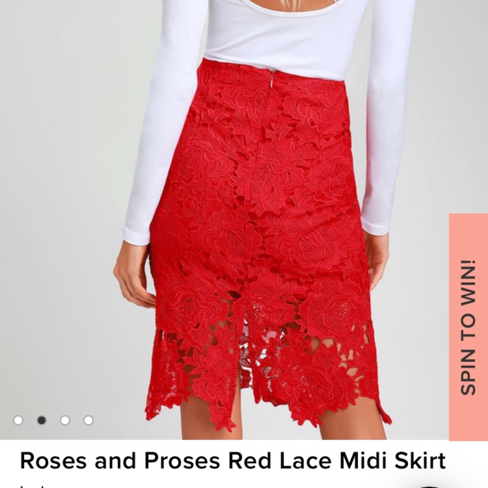 Red Lace Midi Skirt NWT